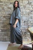 Arbi Gingham Peasant Smock Blouse Black